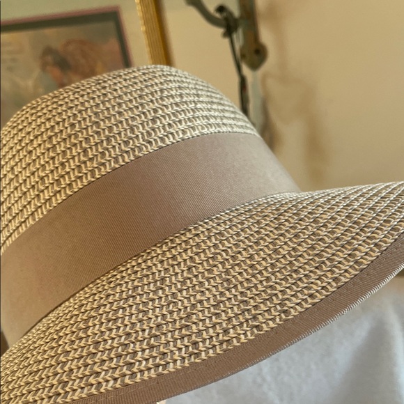 LC Lauren Conrad Taupe Woven Hat with Ribbon Bow - Picture 5 of 8